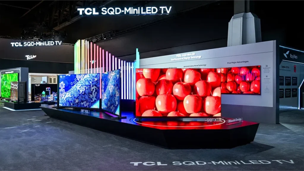 Colorful display of advanced television technology at CES 2026